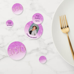 Gelukkige 100ste verjaardag Chic Falling Pink Glit Confetti