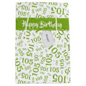 Gelukkige 105e Verjaardag Groen/Wit Nummerpatroon Medium Cadeauzakje (Voorkant)