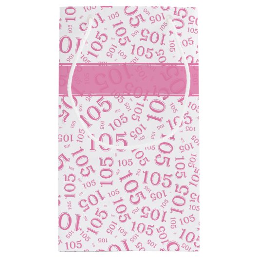 Gelukkige 105e Verjaardag Roze en Wit Nummerpatroo Klein Cadeauzakje (Achterkant)