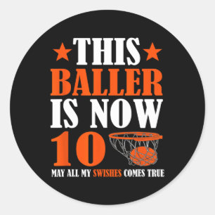 Gelukkige 10e verjaardag 10 jaar oud basketbal 10e ronde sticker