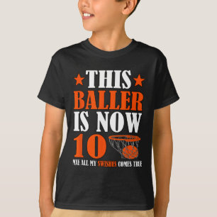 Gelukkige 10e verjaardag 10 jaar oud basketbal 10e t-shirt