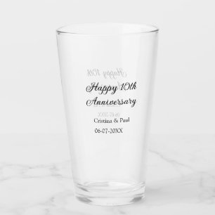 Gelukkige 10e verjaardag eenvoudige minimale bruil glas