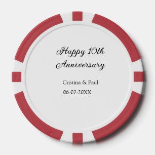 Gelukkige 10e verjaardag eenvoudige minimale bruil poker chips