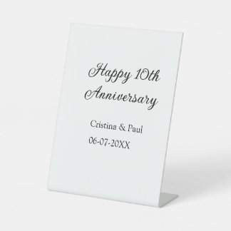 Gelukkige 10e verjaardag eenvoudige minimale bruil reclamebord met voetstuk