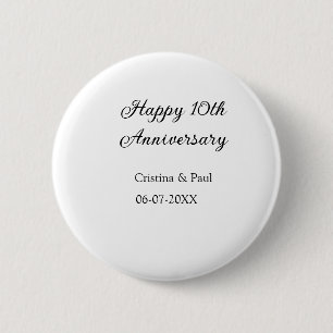 Gelukkige 10e verjaardag eenvoudige minimale bruil ronde button 5,7 cm