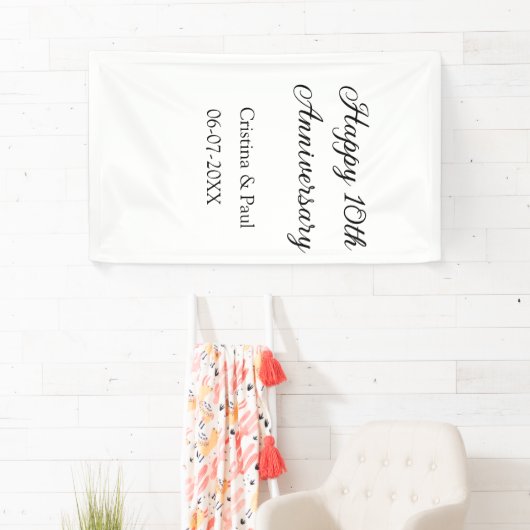 Gelukkige 10e verjaardag eenvoudige minimale bruil spandoek (Insitu)