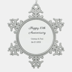Gelukkige 10e verjaardag eenvoudige minimale bruil tin sneeuwvlok ornament
