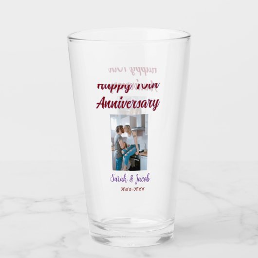 Gelukkige 10e verjaardag foto bruiloft paar naam d glas (Voorkant)
