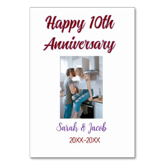 Gelukkige 10e verjaardag foto bruiloft paar naam d kaart
