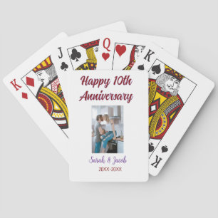 Gelukkige 10e verjaardag foto bruiloft paar naam d pokerkaarten
