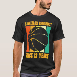 Gelukkige 12 Verjaardag 12 Jaar Oud Retro Basketba T-shirt