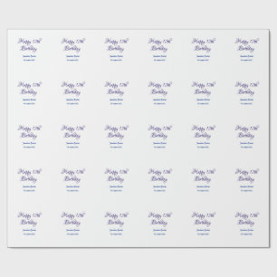 gelukkige 12e verjaardag blauw roze naam datum een cadeaupapier