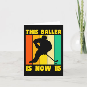 Gelukkige 15 Verjaardag 15 Jaar Oud Retro IJshocke Kaart