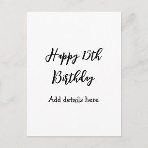 Gelukkige 15e verjaardag naam quinceanera details briefkaart