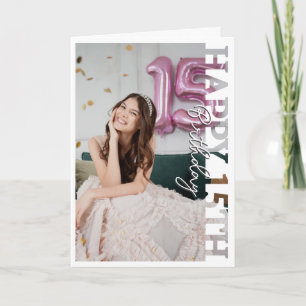 Gelukkige 15e Verjaardag Quinceañera Foto Collegek Bedankkaart