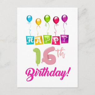 Gelukkige 16de verjaardag briefkaart