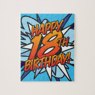 GELUKKIGE 18DE VERJAARDAG Leuk Retro Stripboek Legpuzzel