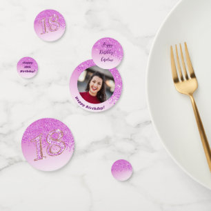 Gelukkige 18e verjaardag Chic Falling Pink Glitter Confetti