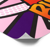 GELUKKIGE 18E VERJAARDAG Comic Book Pop Art roze Poster (Hoek)