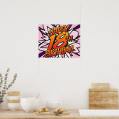 GELUKKIGE 18E VERJAARDAG Comic Book Pop Art roze Poster (Keuken)