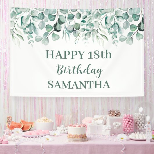 Gelukkige 18e verjaardag Eucalyptus Botanisch Rust Spandoek (Feest)