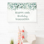 Gelukkige 18e verjaardag Eucalyptus Botanisch Rust Spandoek (Insitu)