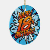 GELUKKIGE 18E VERJAARDAG Leuk Retro Stripboek Keramisch Ornament (Rechts)