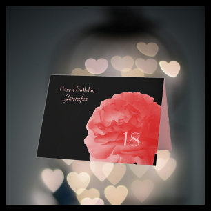 Gelukkige 18e Verjaardag, Naam Coral Pink Rose Gro Kaart