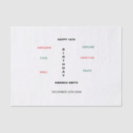 Gelukkige 18e verjaardag Schattige en Geweldige Tissuepapier