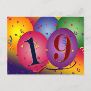 Gelukkige 19e verjaardag briefkaart