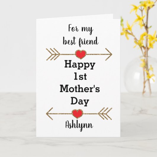 Gelukkige 1e Moederdag beste vriend Kaart (Gele Bloem)