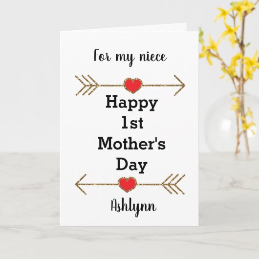 Gelukkige 1e Moederdag nicht Kaart (Gele Bloem)