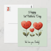 Gelukkige 1e Vaderdag, Baby & Moeder Kaart, op maa Briefkaart (Voorkant / Achterkant)
