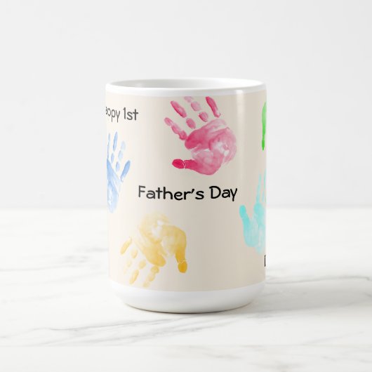 Gelukkige 1e Vaderdag Daddy Kind Handafdruk Mok (Center)