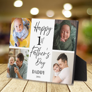 Gelukkige 1e Vaderdag Nieuwe Papa 4 Foto Collage Fotoplaat