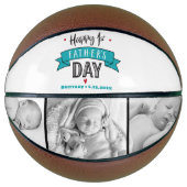 Gelukkige 1e Vaderdag Turquoise Banner Typografie Basketbal (Voorkant)