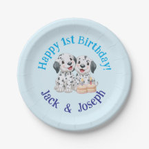 Gelukkige 1e verjaardag feest tweeling jongens, Mo