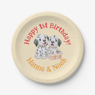 Gelukkige 1e verjaardag feest Tweeling, Neutraal,  Papieren Bordje