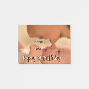 Gelukkige 1e verjaardag kinderen baby moeder zwart post-it® notes
