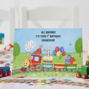 Gelukkige 1e verjaardag kleinzoon verjaardagstrein kaart