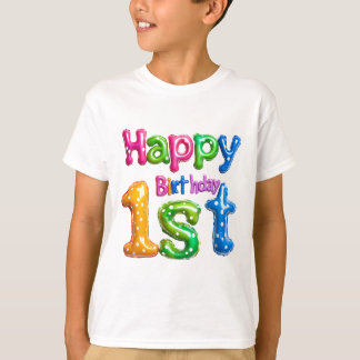 Gelukkige 1e verjaardag – Kleurrijk ballonontwerp T-shirt