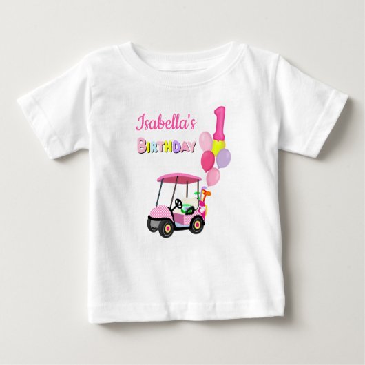 Gelukkige 1e verjaardag Polka Dot Roze Meisjesacht (Voorkant)