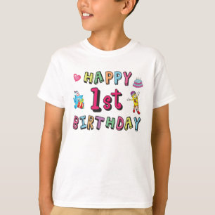 Gelukkige 1e verjaardag voor 1 jaar oude kinderen t-shirt