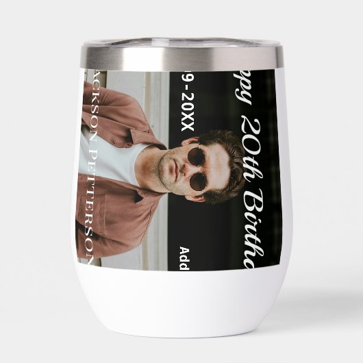 Gelukkige 20e verjaardag eenvoudige foto naam datu (Achterkant)