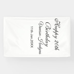 Gelukkige 20e verjaardag naam datum eenvoudig mini spandoek