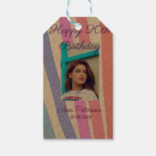 Gelukkige 20e Verjaardag regenboog rustieke boho l Cadeaulabel