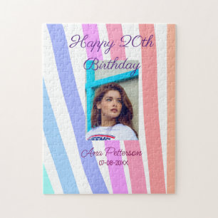 Gelukkige 20e verjaardag regenboog rustieke boho l legpuzzel