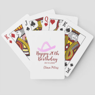 Gelukkige 20e verjaardag roze cowboy meisjesnaam d pokerkaarten