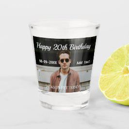 Gelukkige 20ste verjaardag eenvoudige foto naam to shot glas