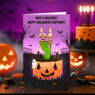Gelukkige 21e Halloween-verjaardag enge taart Kaart